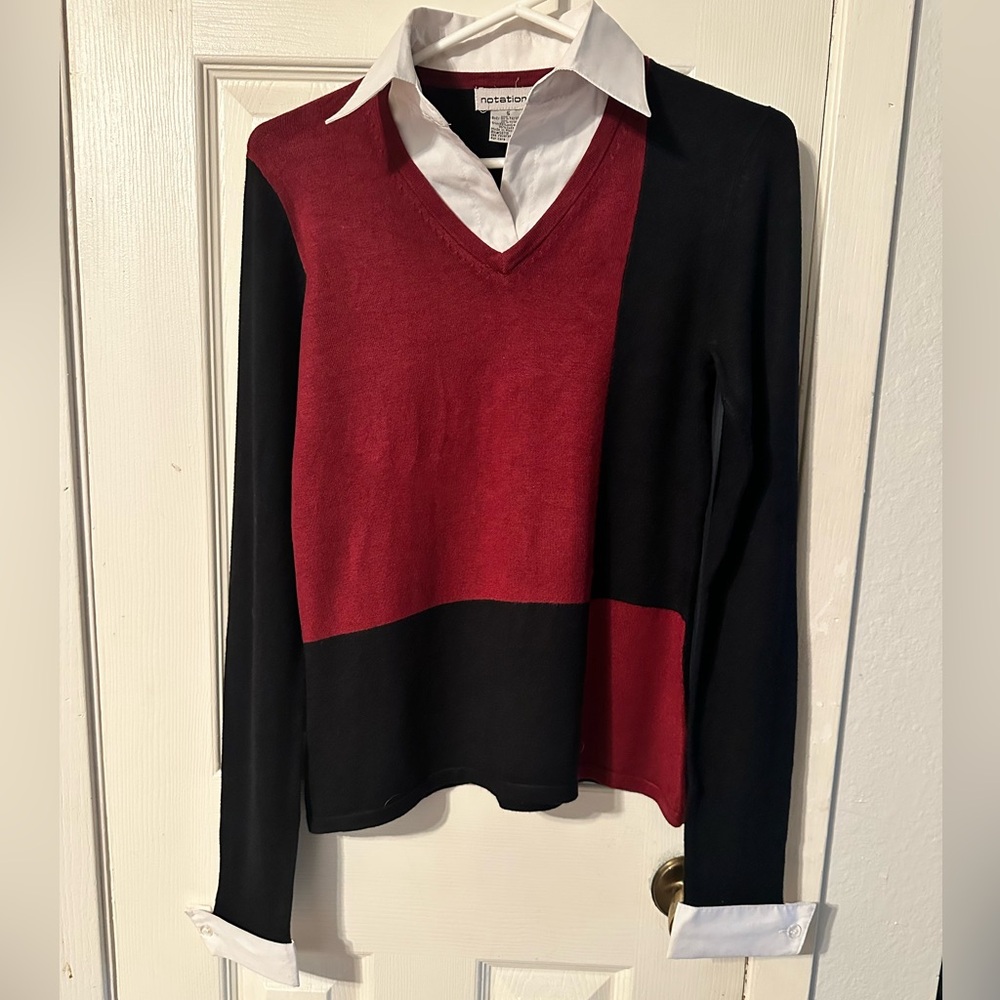Notations Red and Black Women's Sweater